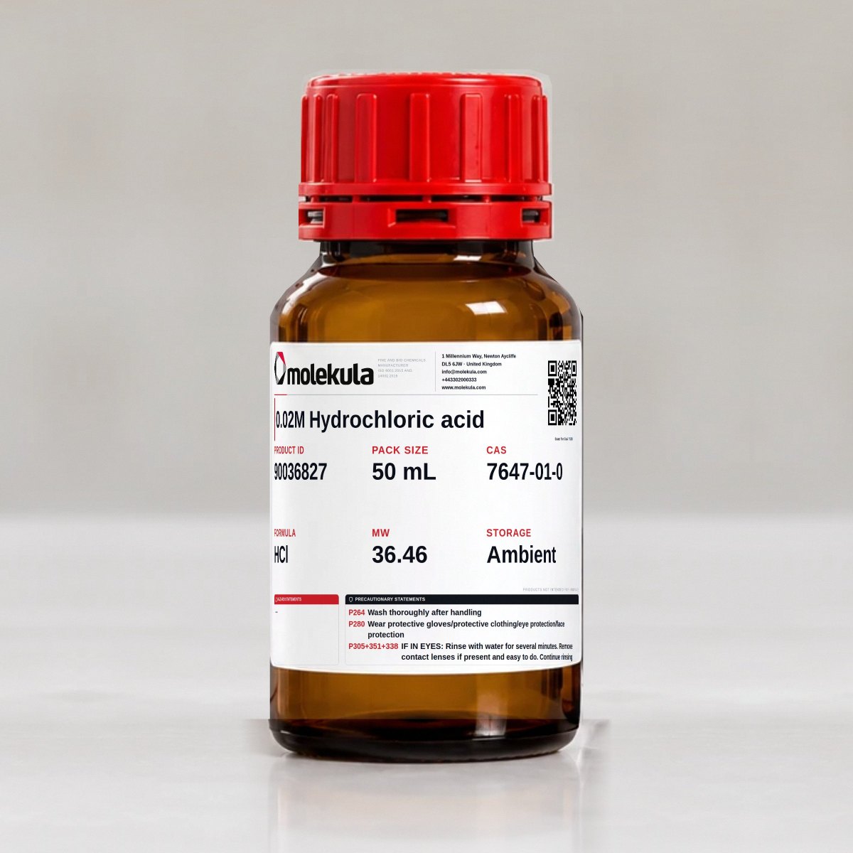 حمض الهيدروكلوريك 0.02 مولار، عبوة 50 mL