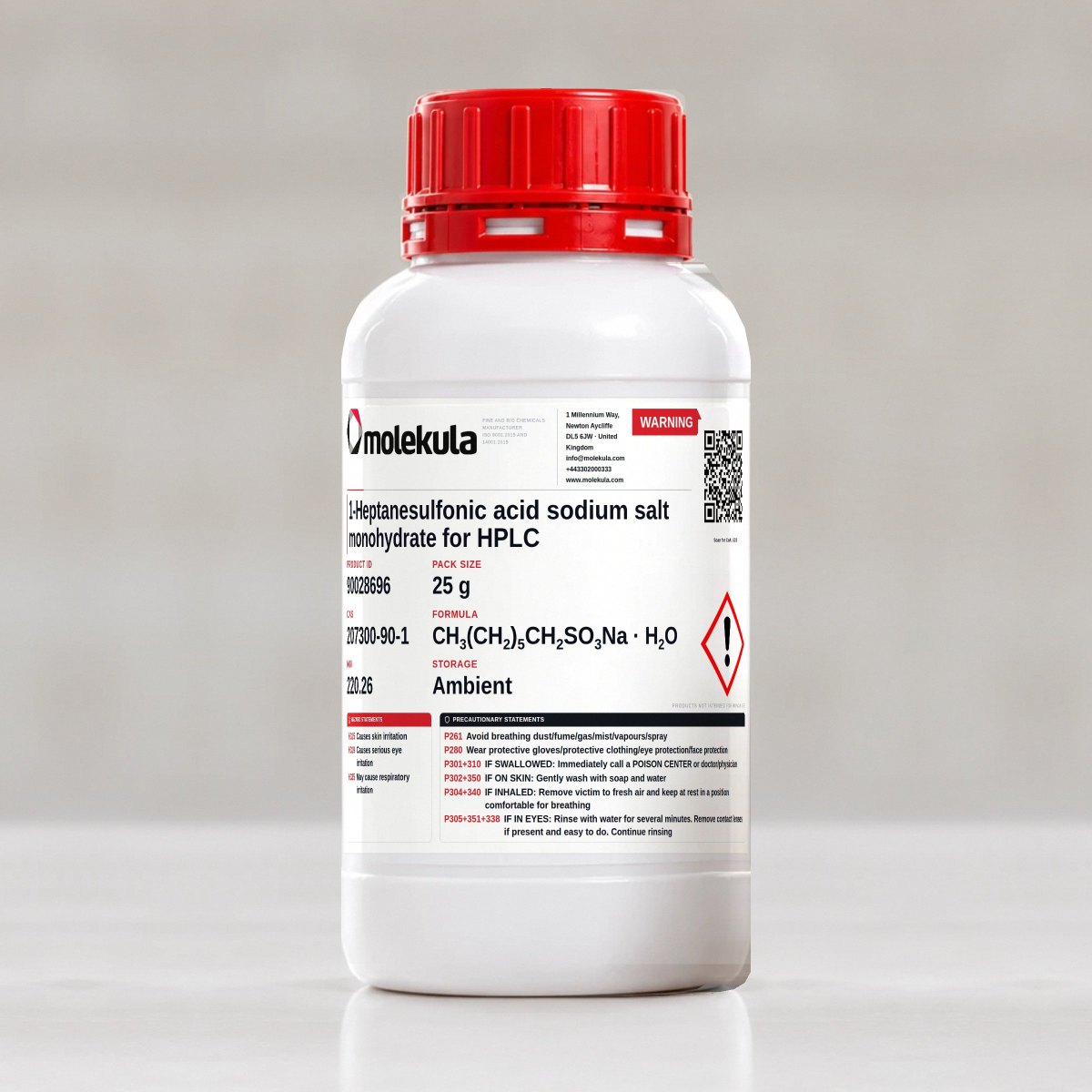 1-Heptanesulfonic acid sodium salt monohydrate for HPLC, 25 g pack