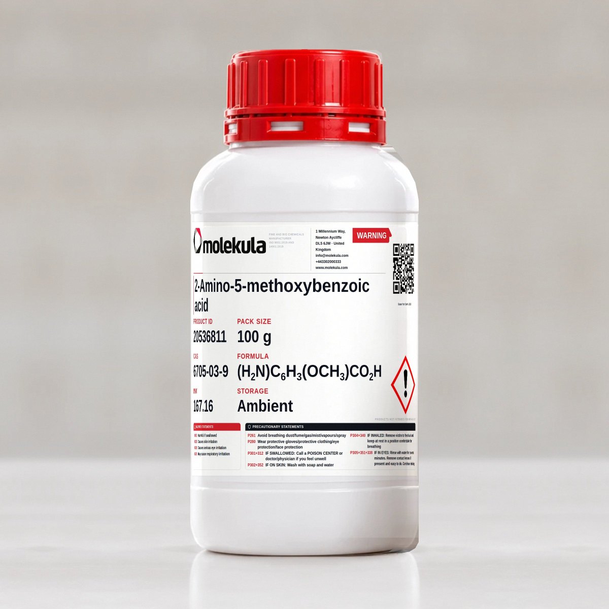 2-Amino-5-methoxybenzoic acid, 100 g pack