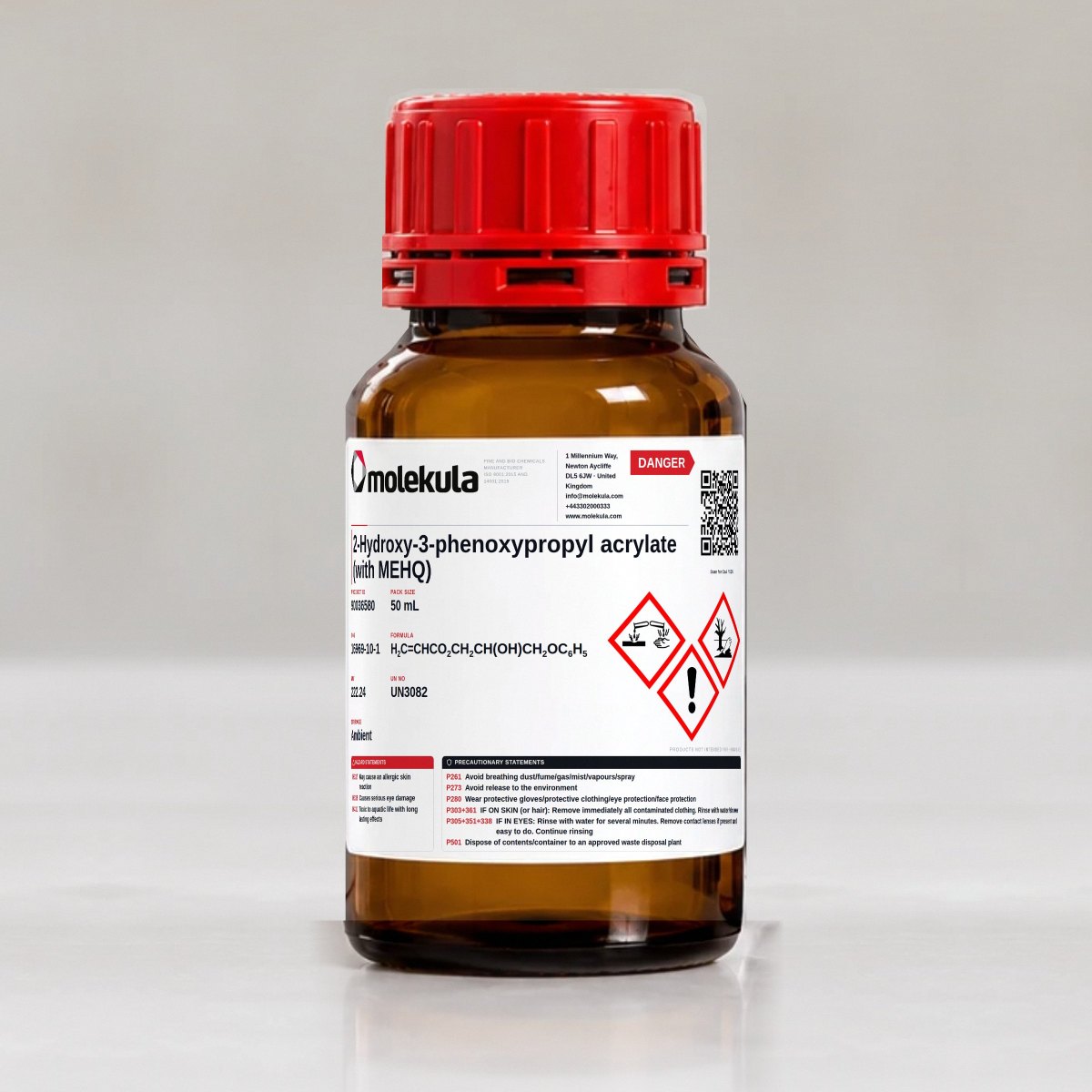 2-Hydroxy-3-phenoxypropyl acrylate (with MEHQ), 50 mL pack
