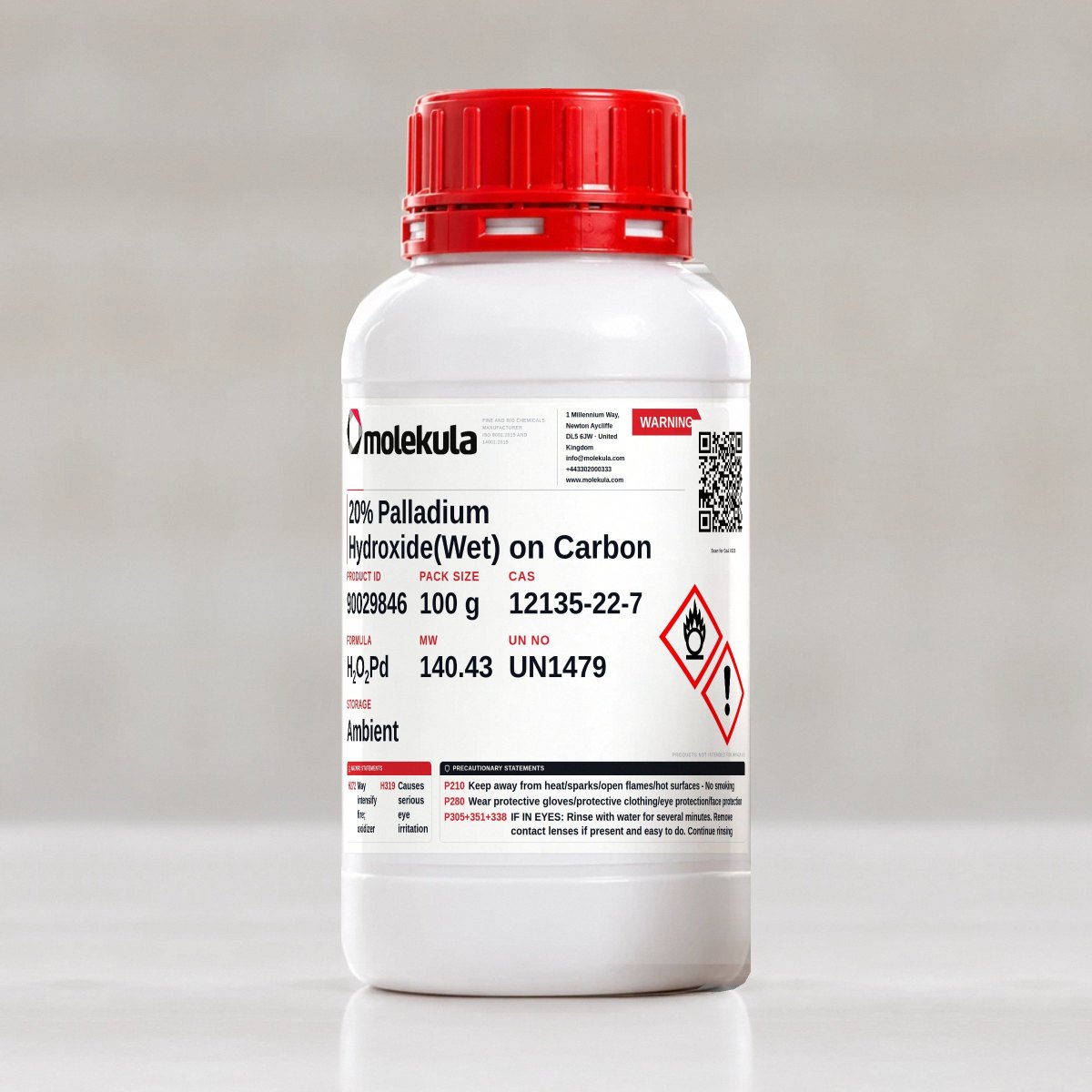 20% Palladium Hydroxide(Wet) on Carbon, 100 g pack