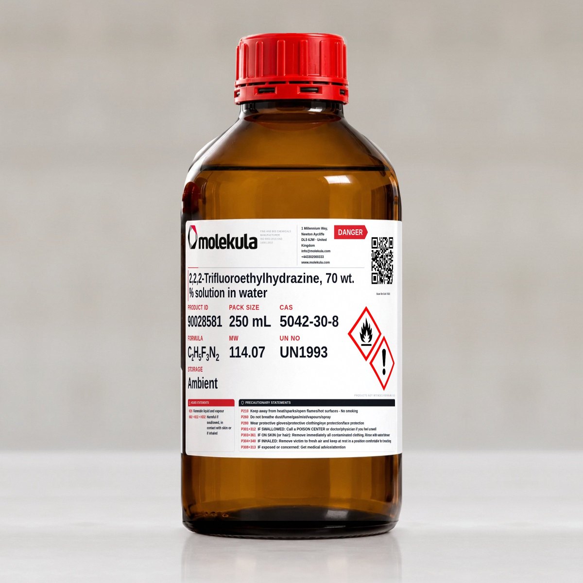 2,2,2-Trifluoroethylhydrazine, 70 wt. % solution in water, 250 mL pack