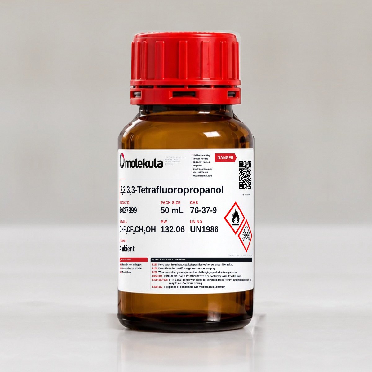 2,2,3,3-Tetrafluoropropanol, 50 mL pack