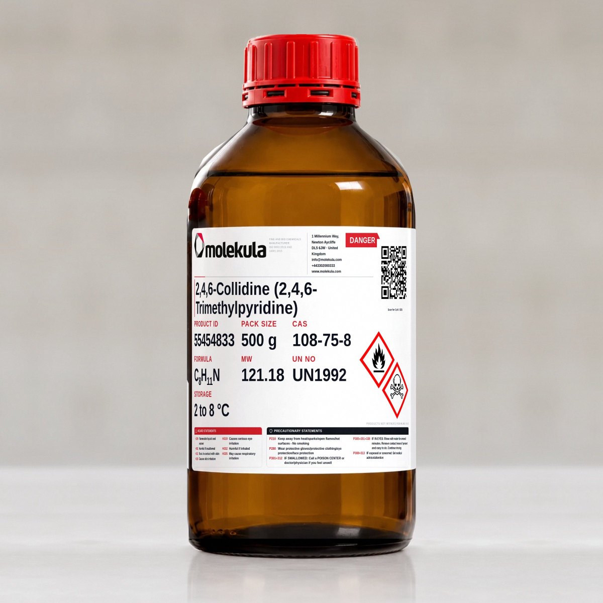 2,4,6-Collidine (2,4,6-Trimethylpyridine), 500 g pack