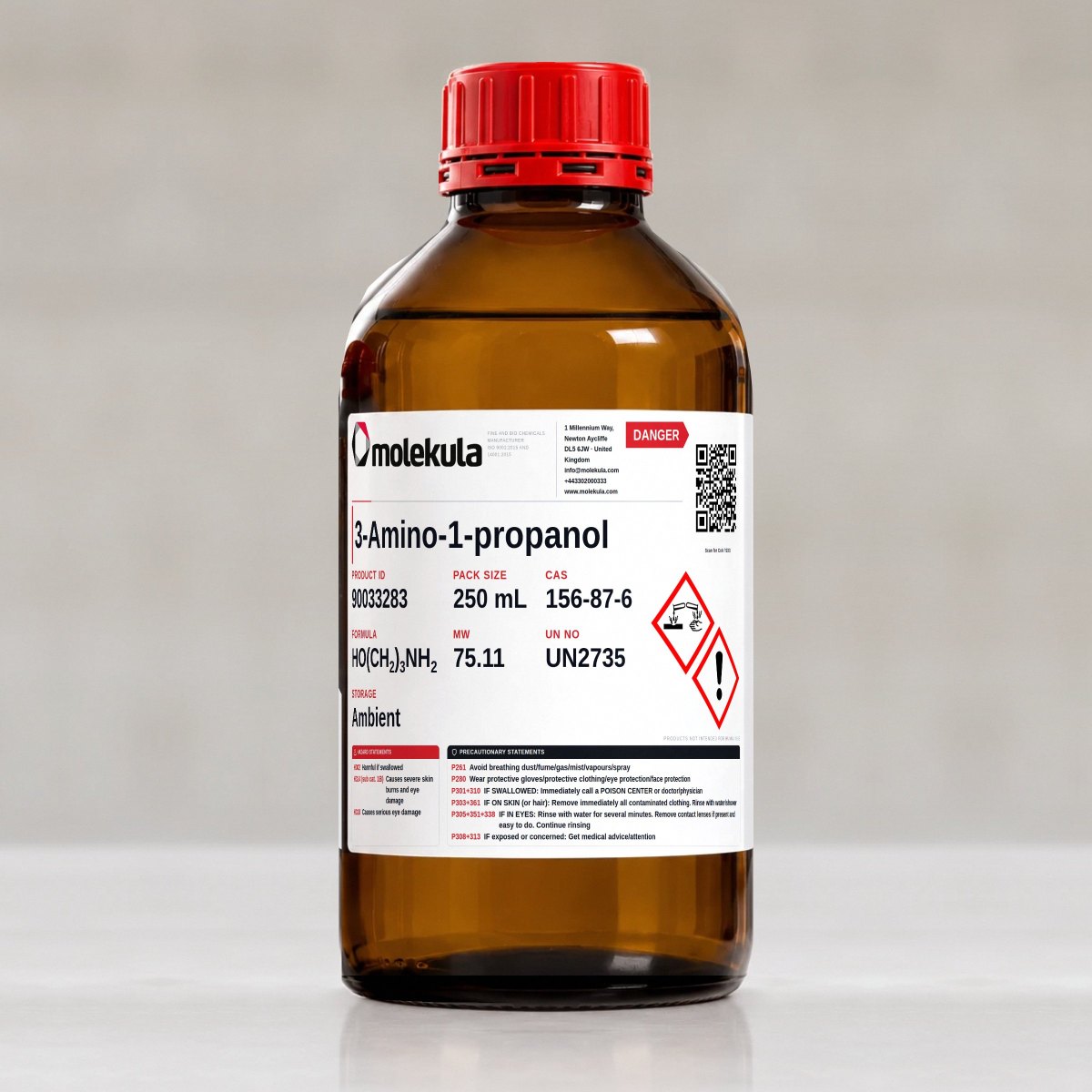 3-Amino-1-propanol, 250 mL pack