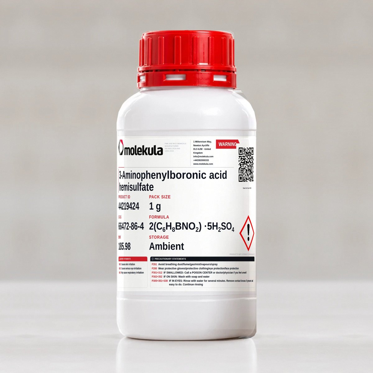 3-Aminophenylboronic acid hemisulfate, 1 g pack