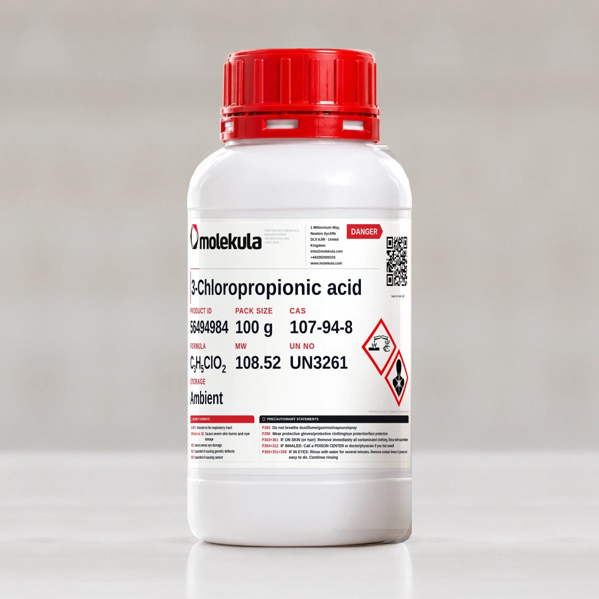 3-Chloropropionic acid, 100 g pack