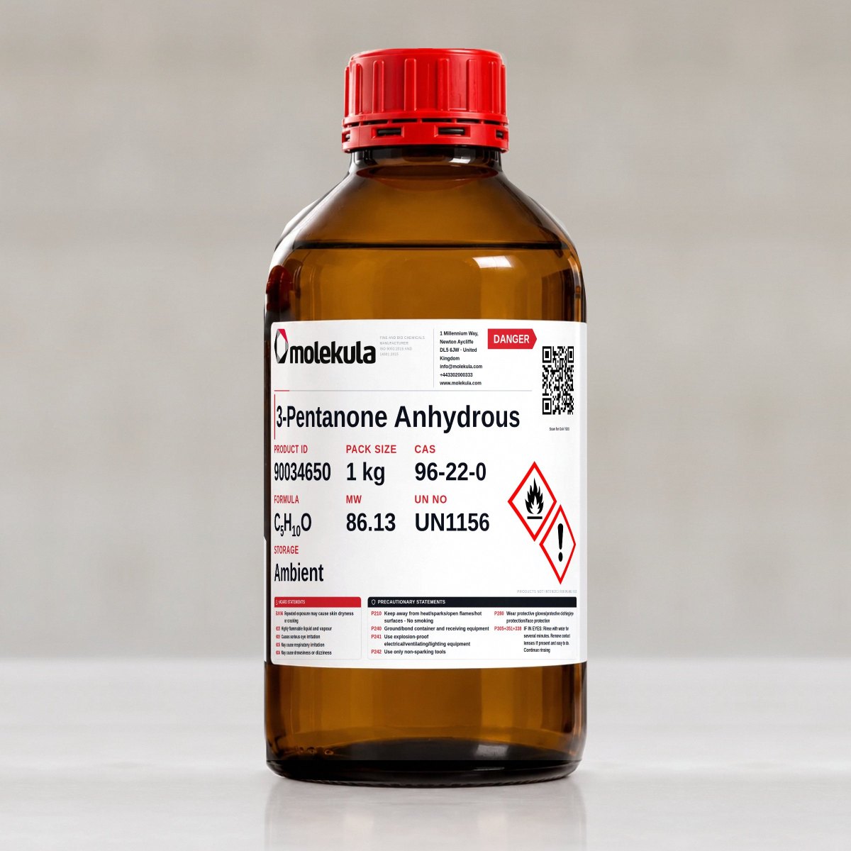 3-Pentanone Anhydrous, 1 kg pack