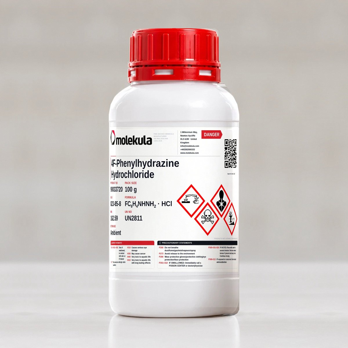 4F-Phenylhydrazine Hydrochloride, 100 g pack