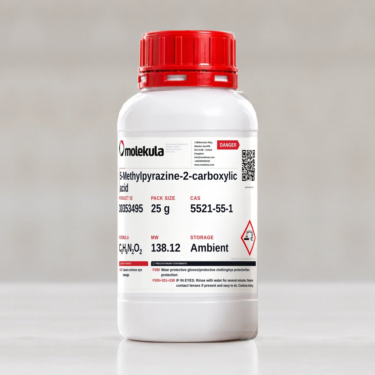 5-Methylpyrazine-2-carboxylic acid, 25 g pack