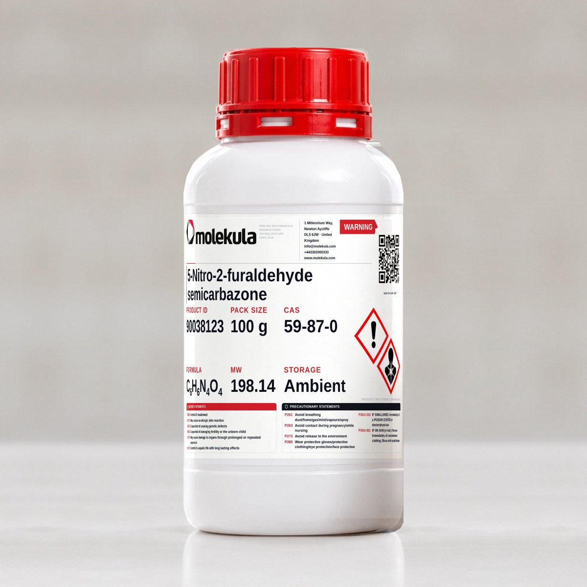 5-Nitro-2-furaldehyde semicarbazone, 100 g pack