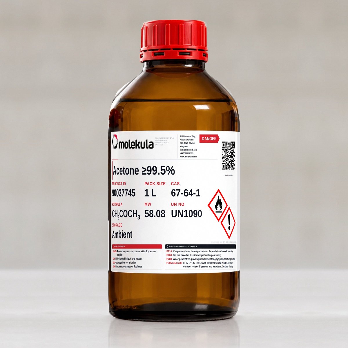 Acetone ≥99.5%, 1 L pack