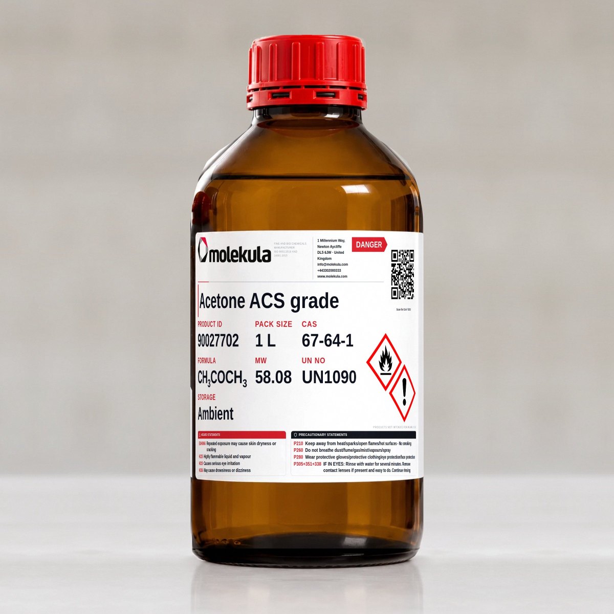 Acetone ACS grade, 1 L pack