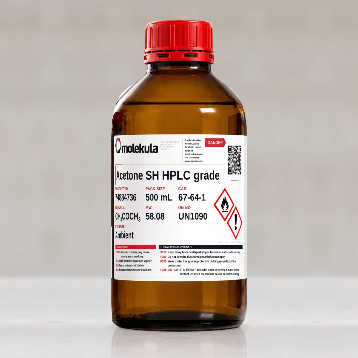Acetone SH HPLC grade, 500 mL pack