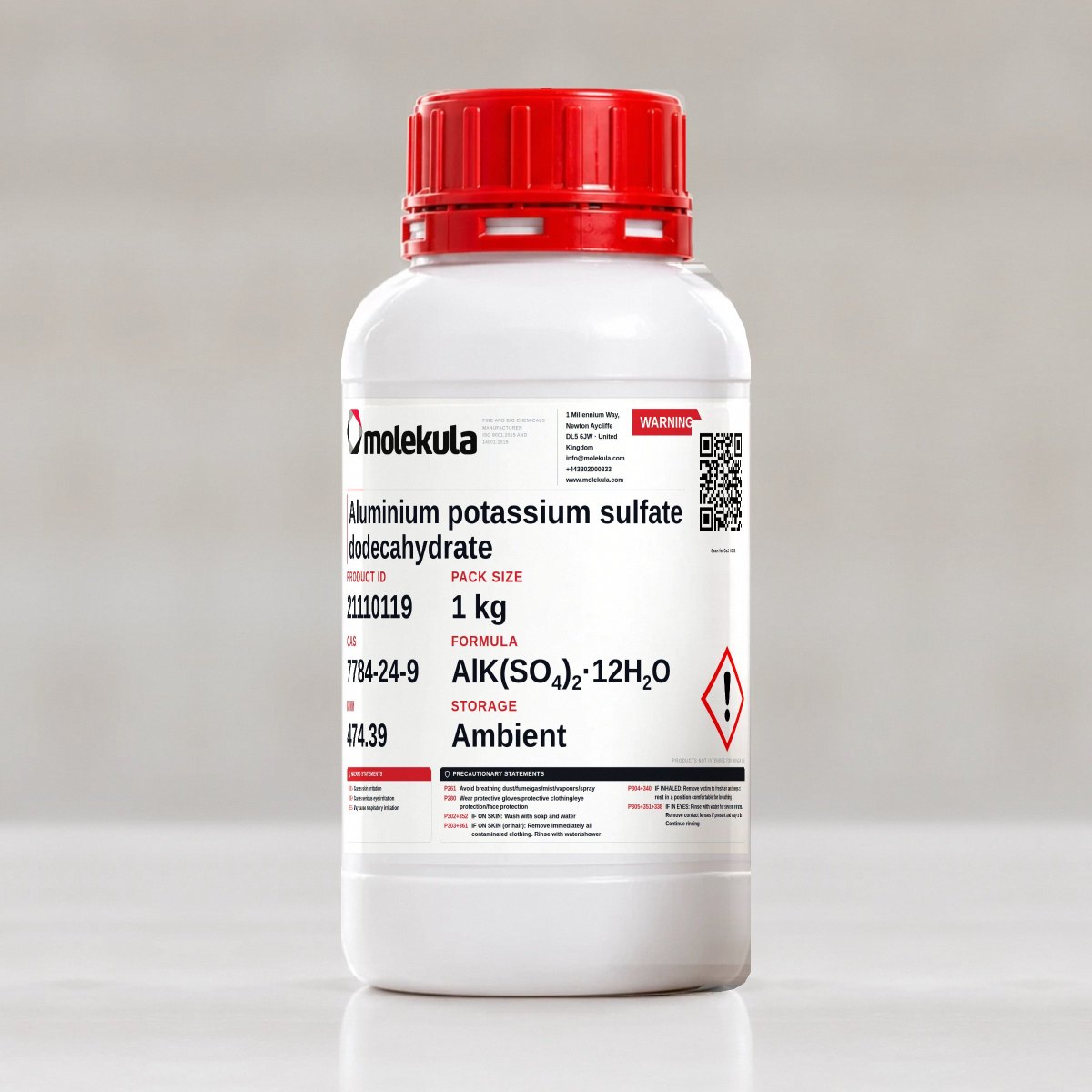 Aluminium potassium sulfate dodecahydrate, 1 kg pack