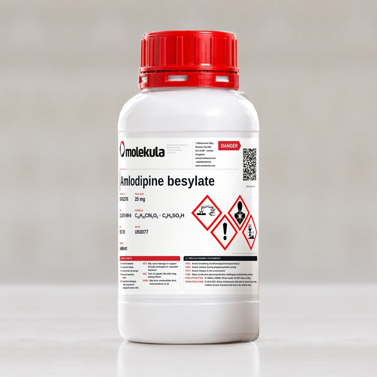 Amlodipine besylate, 25 mg pack