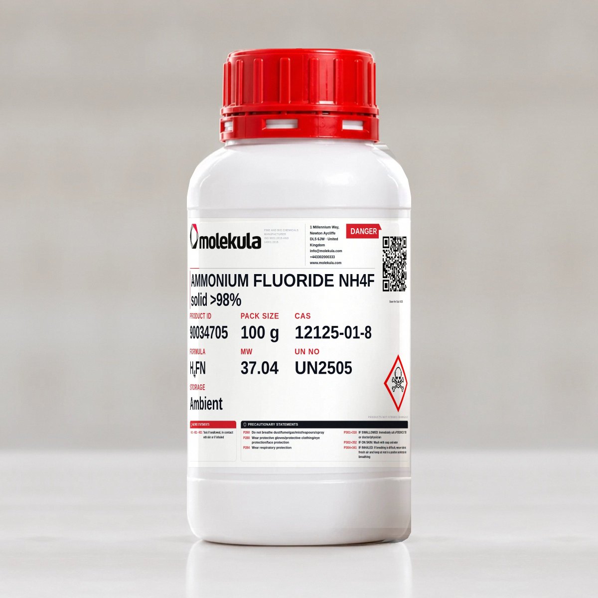 AMMONIUM FLUORIDE NH4F solid >98%, 100 g pack