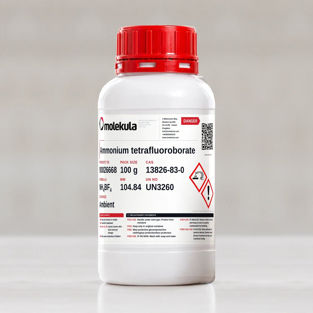 Ammonium tetrafluoroborate, 100 g pack