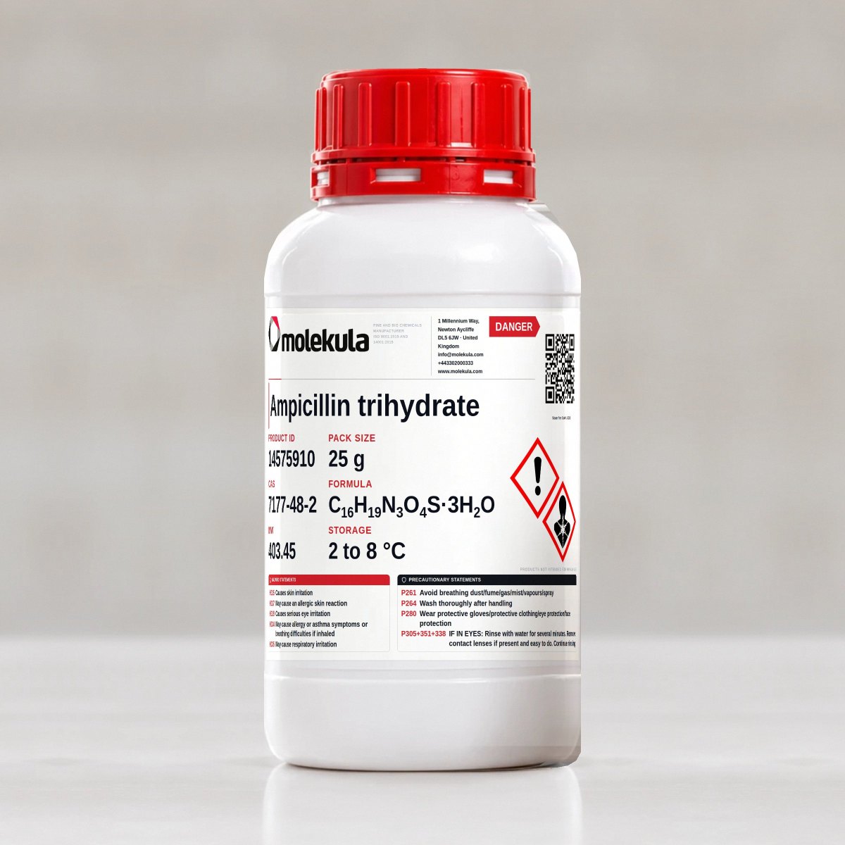Ampicillin trihydrate, 25 g pack