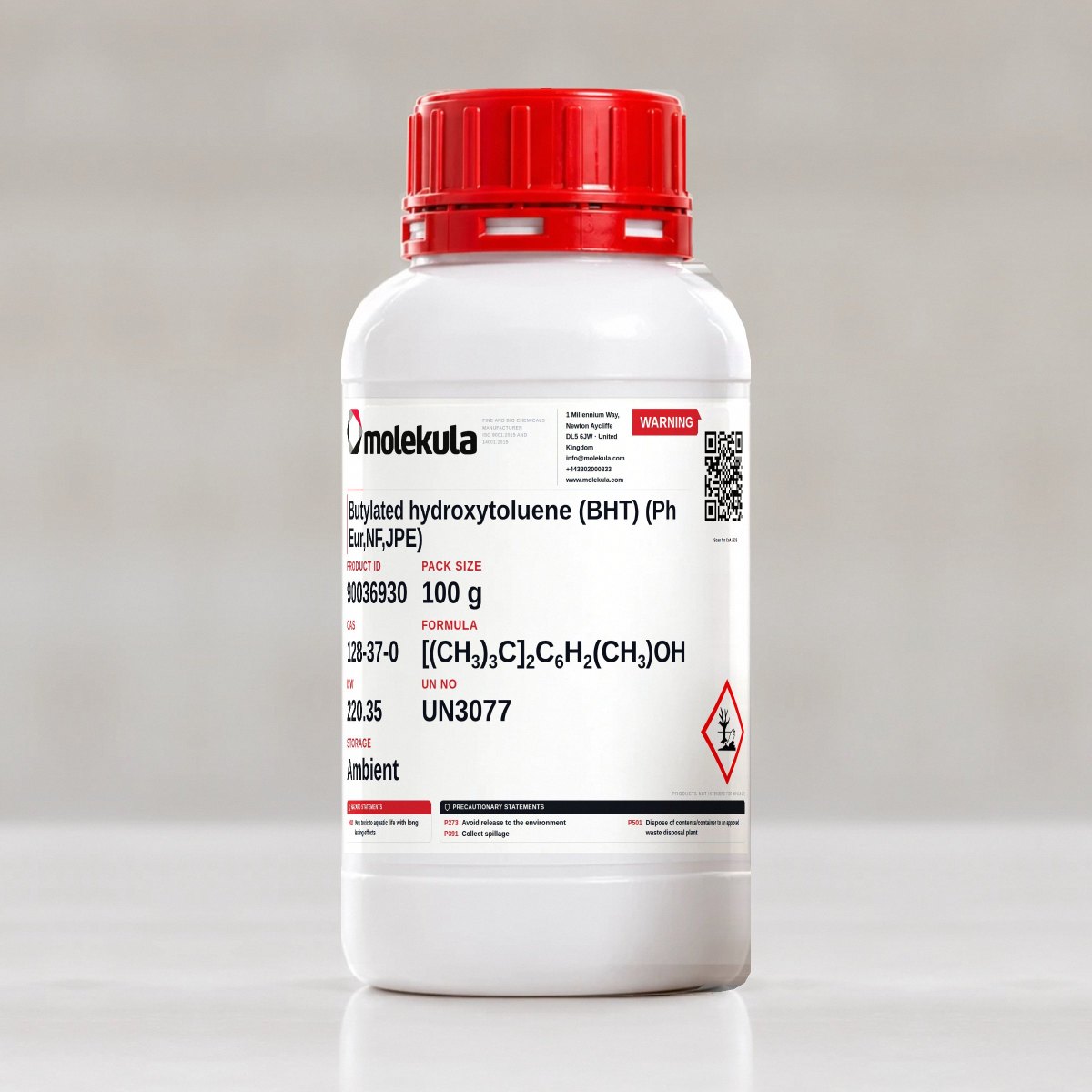 Hydroxytoluène butylé (BHT) (Ph. Eur., NF, JPE), conditionnement 100 g