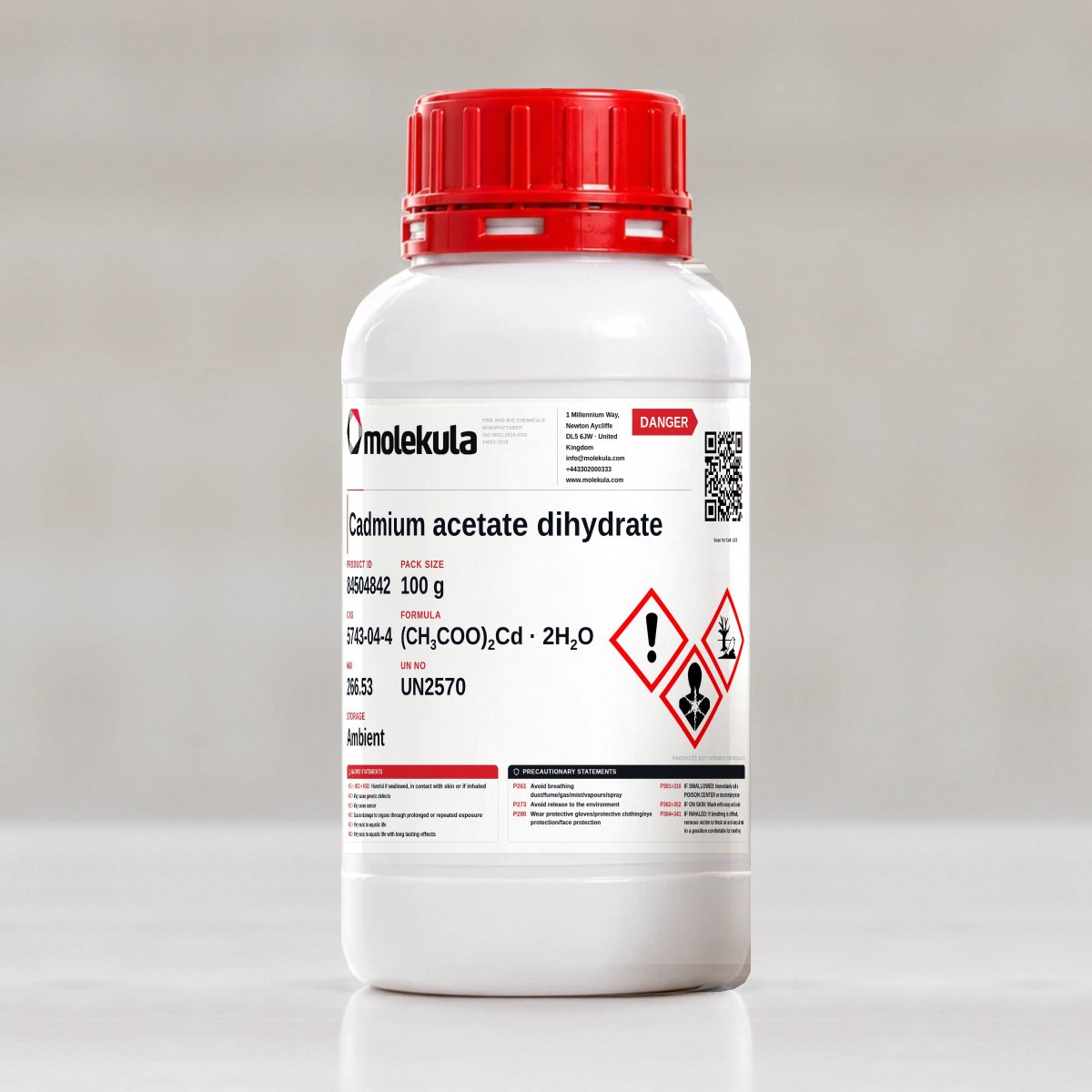 Cadmium acetate dihydrate, 100 g pack