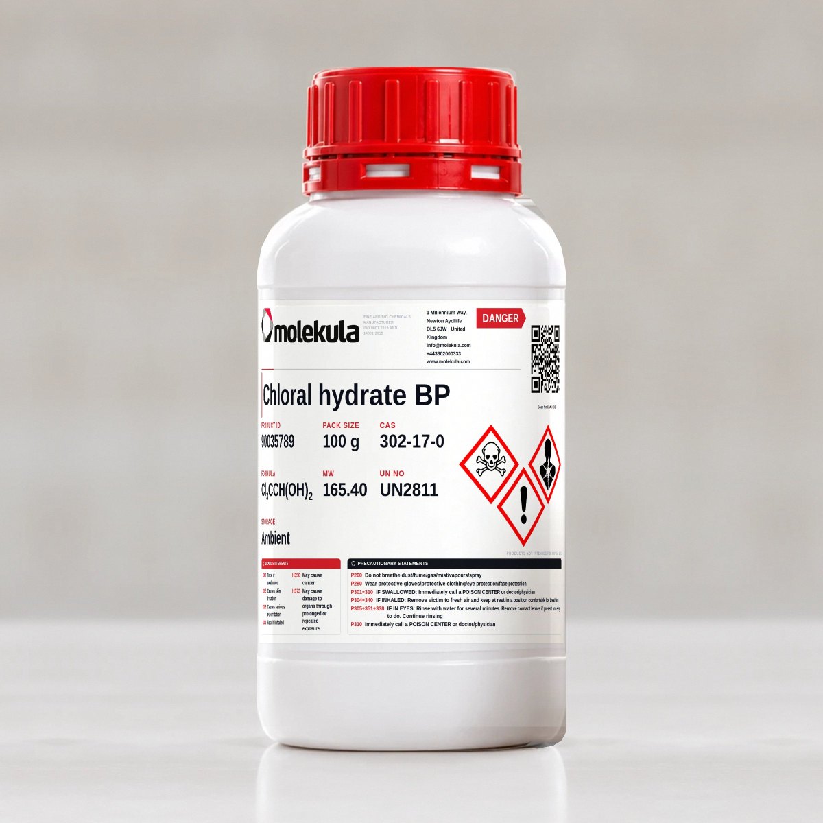 Chloral hydrate BP, 100 g pack