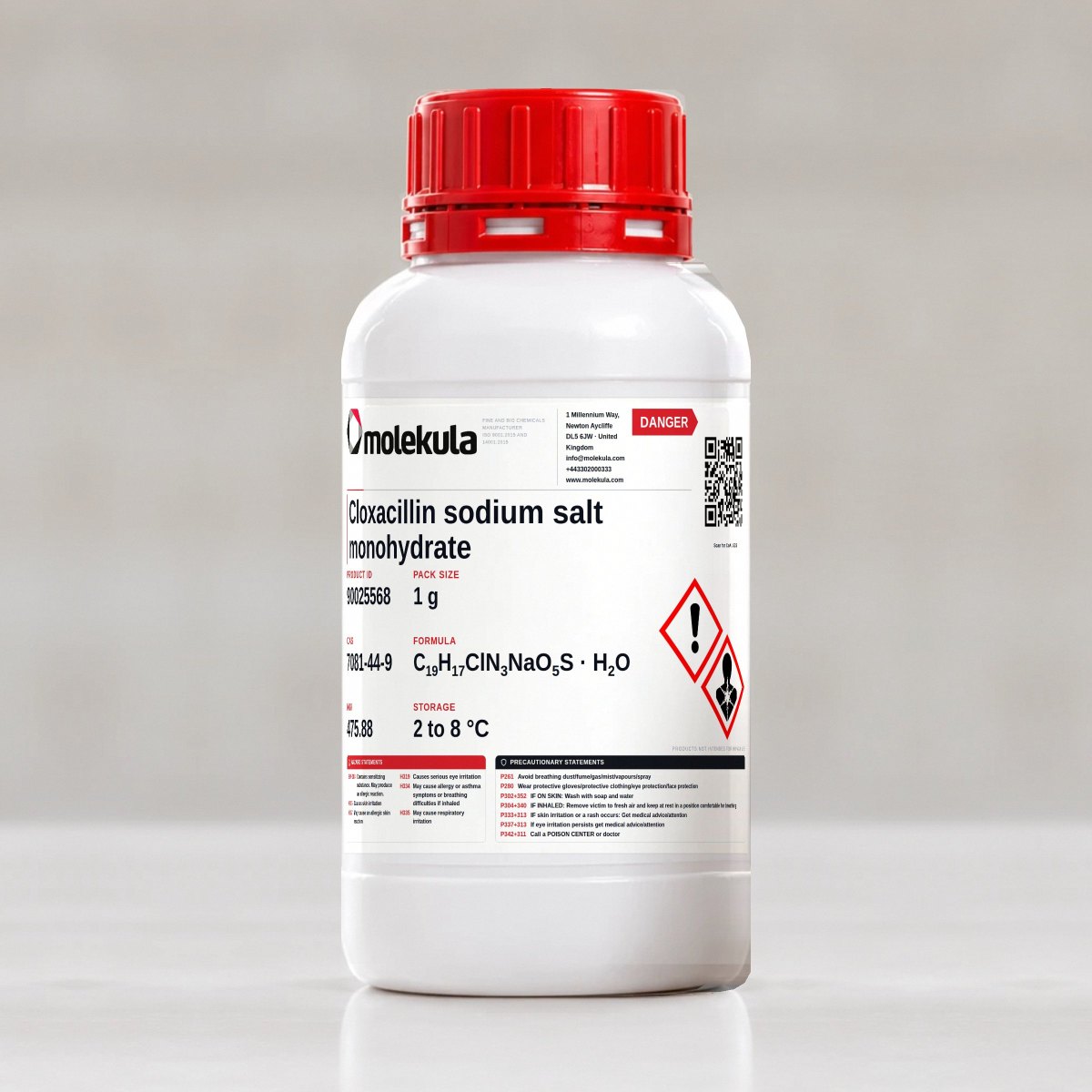 Cloxacillin sodium salt monohydrate, 1 g pack