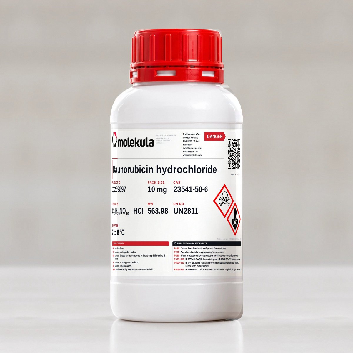 Daunorubicin hydrochloride, 10 mg pack