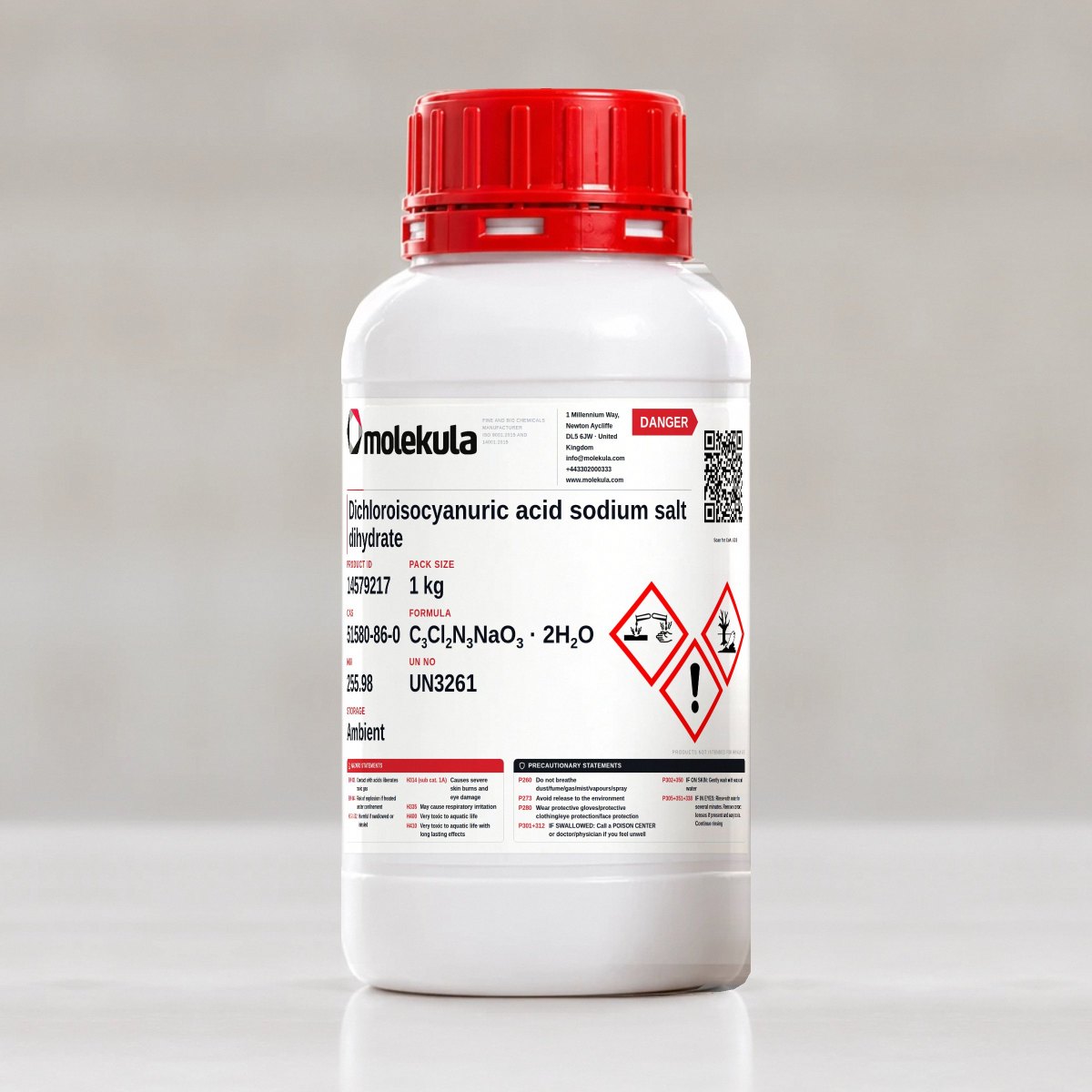 Dichloroisocyanuric acid sodium salt dihydrate, 1 kg pack