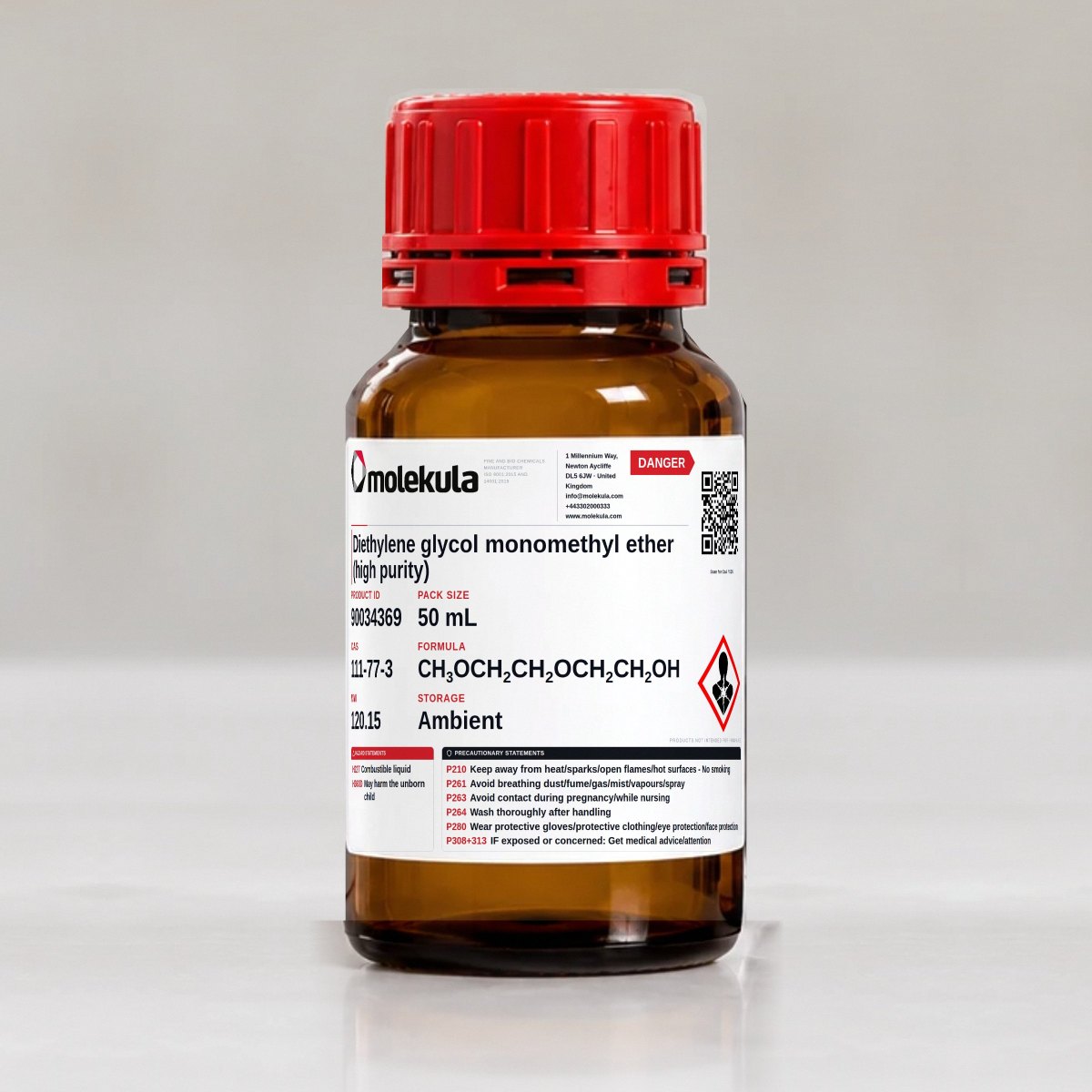 Diethylene glycol monomethyl ether (high purity), 50 mL pack