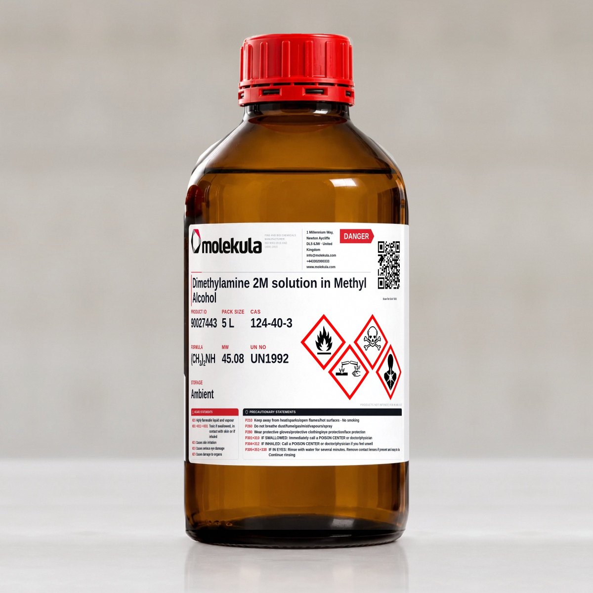 Dimethylamine 2M solution in Methyl Alcohol, 5 L pack