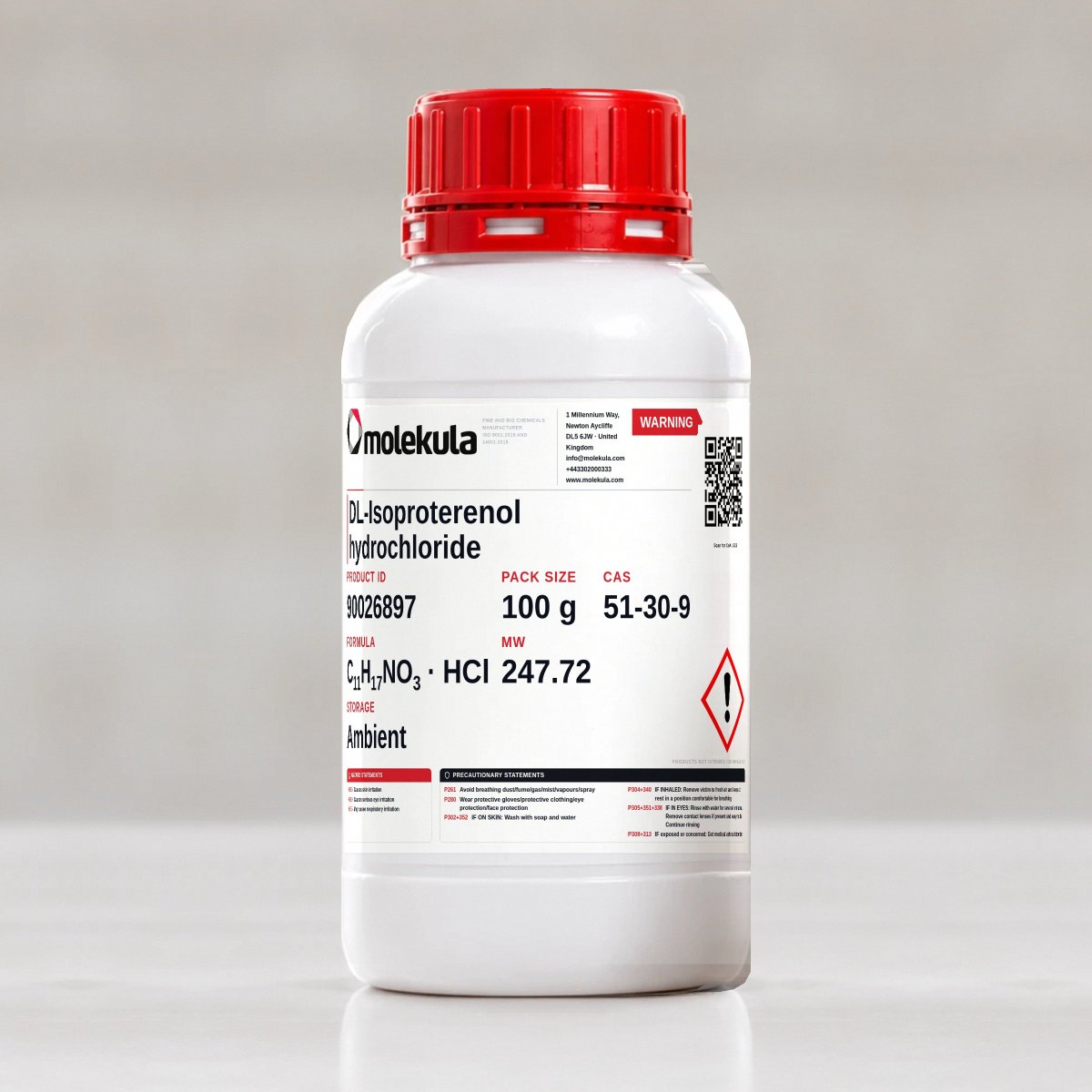 DL-Isoproterenol hydrochloride, 100 g pack