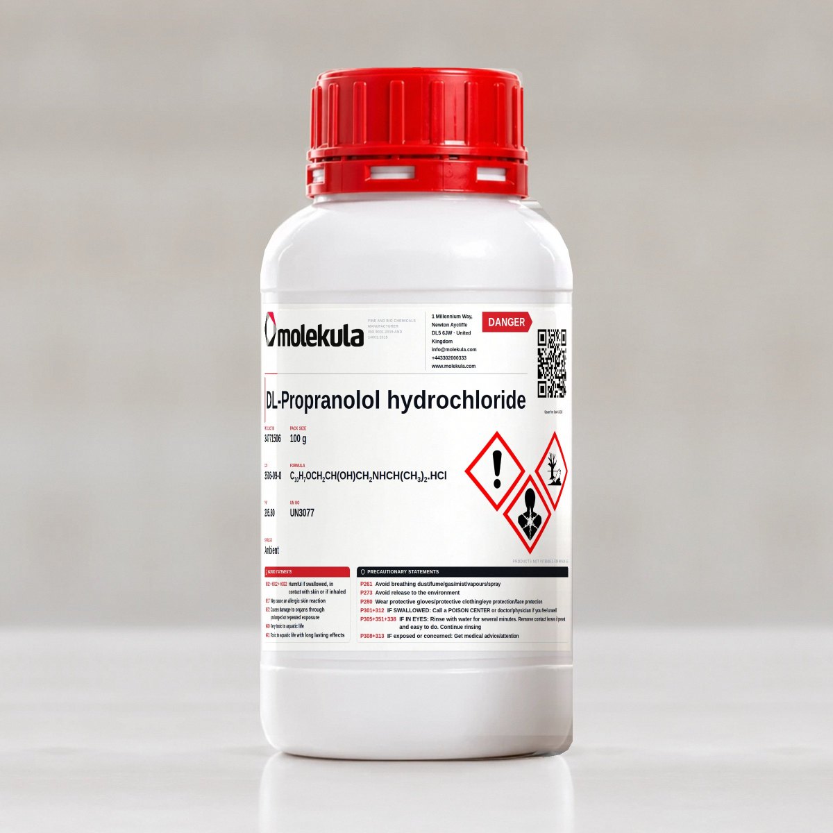 DL-Propranolol hydrochloride, 100 g pack
