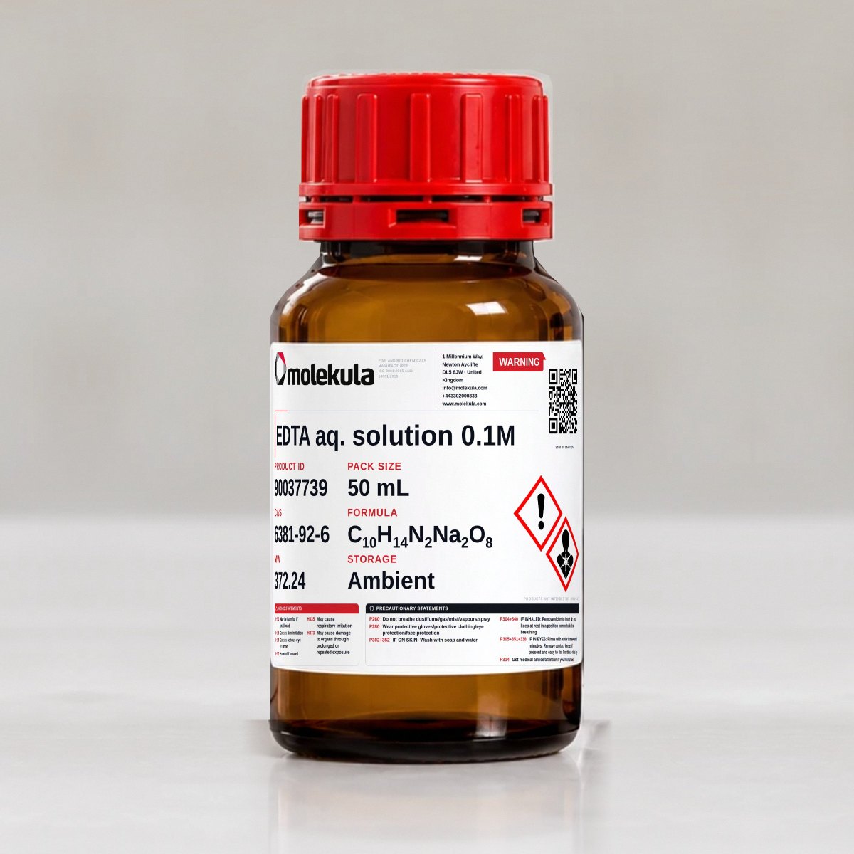 Solución acuosa de EDTA 0.1 M, envase de 50 mL