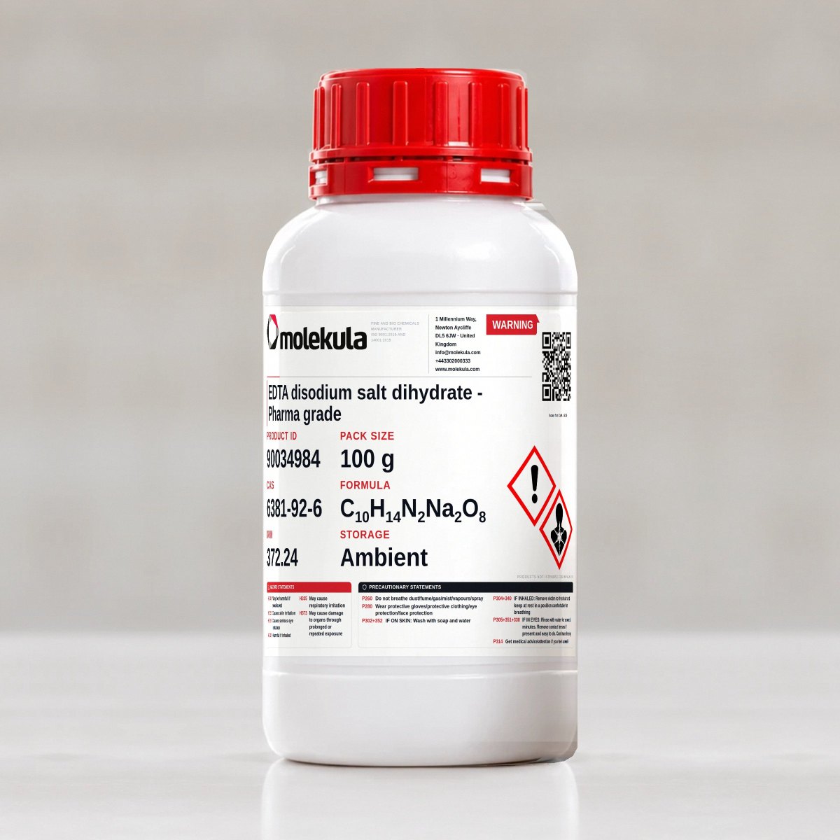 EDTA-Dinatriumsalz-Dihydrat – Pharmaqualität, 100 g Gebinde