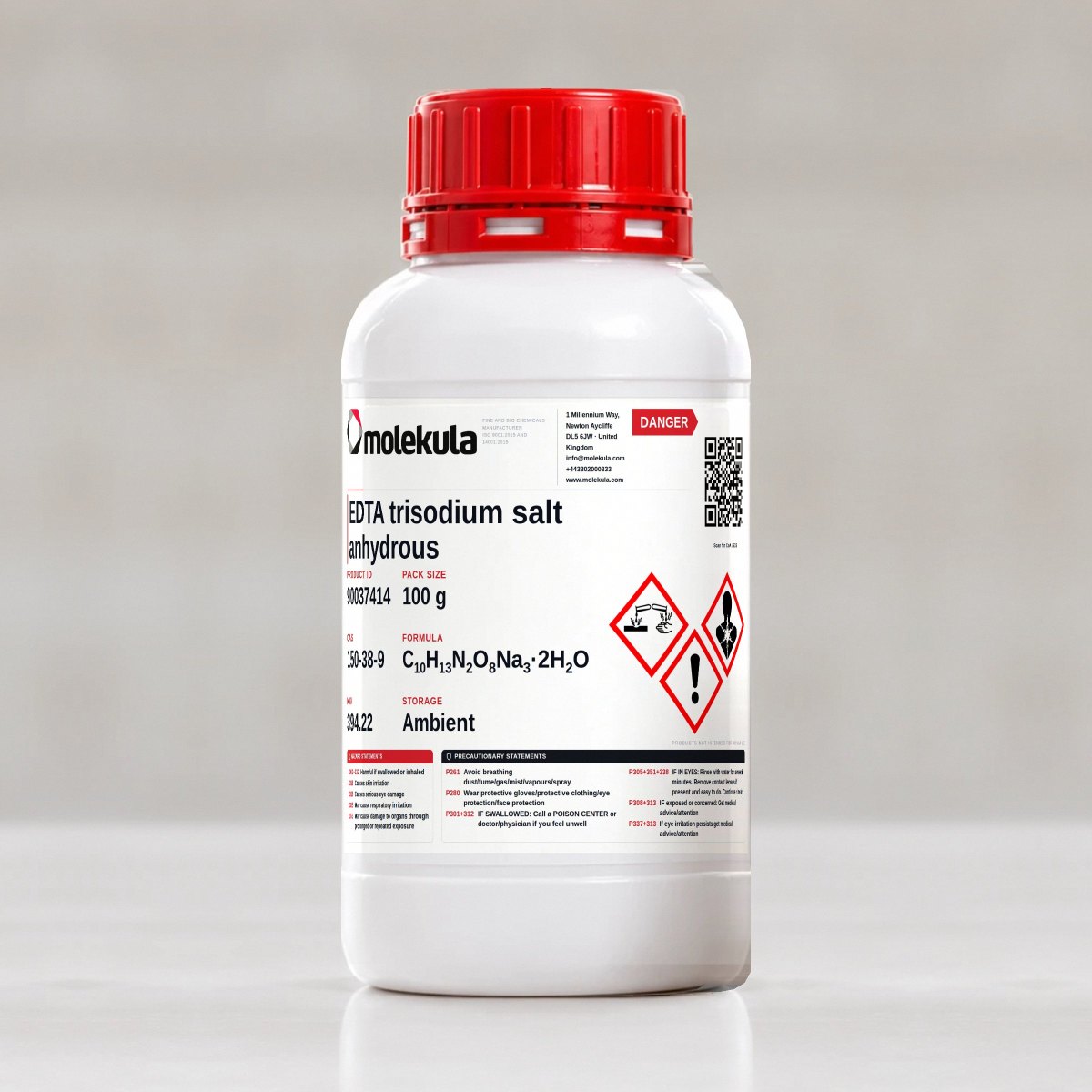 Sal trisódico de EDTA anhidro, envase de 100 g