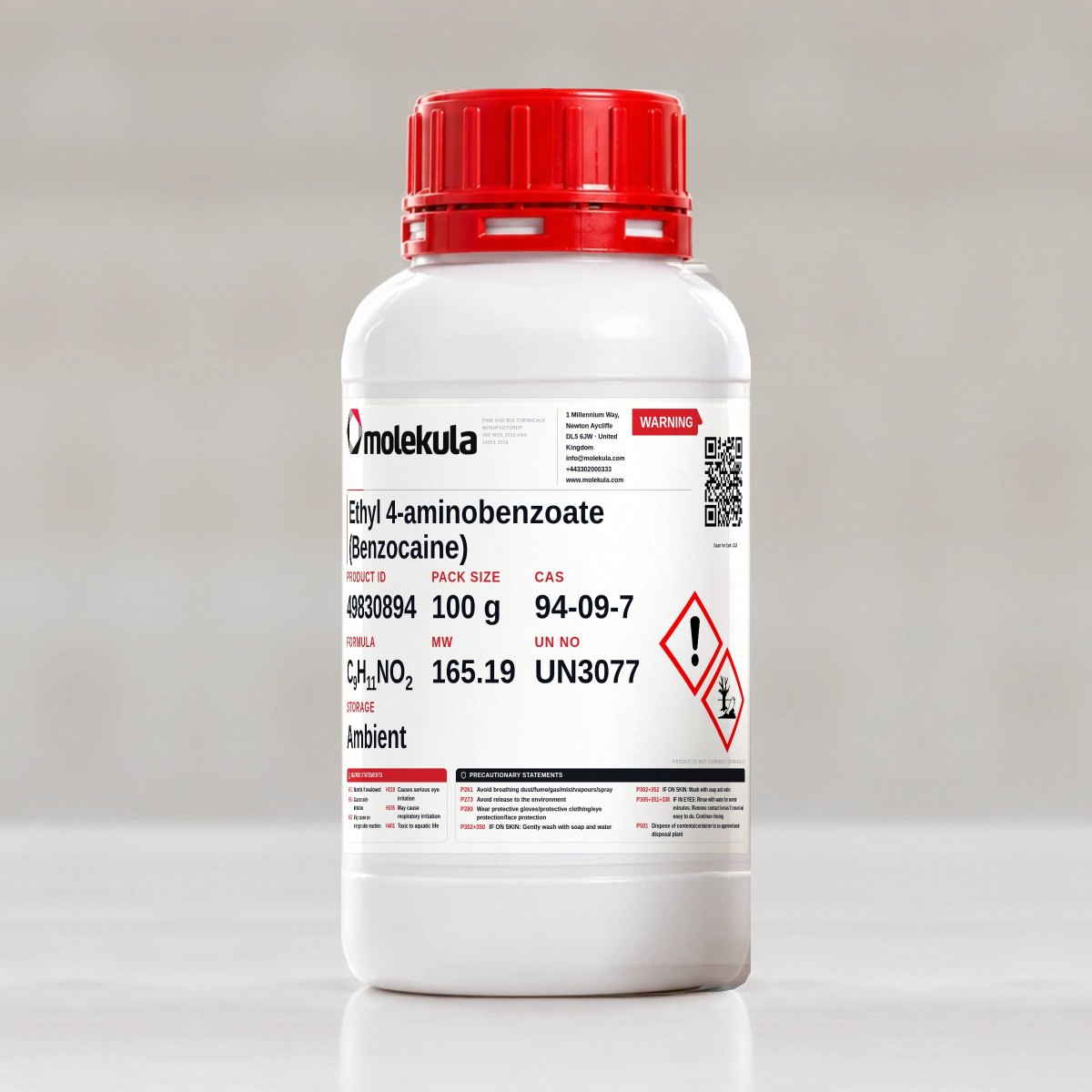 Ethyl 4-aminobenzoate (Benzocaine), 100 g pack