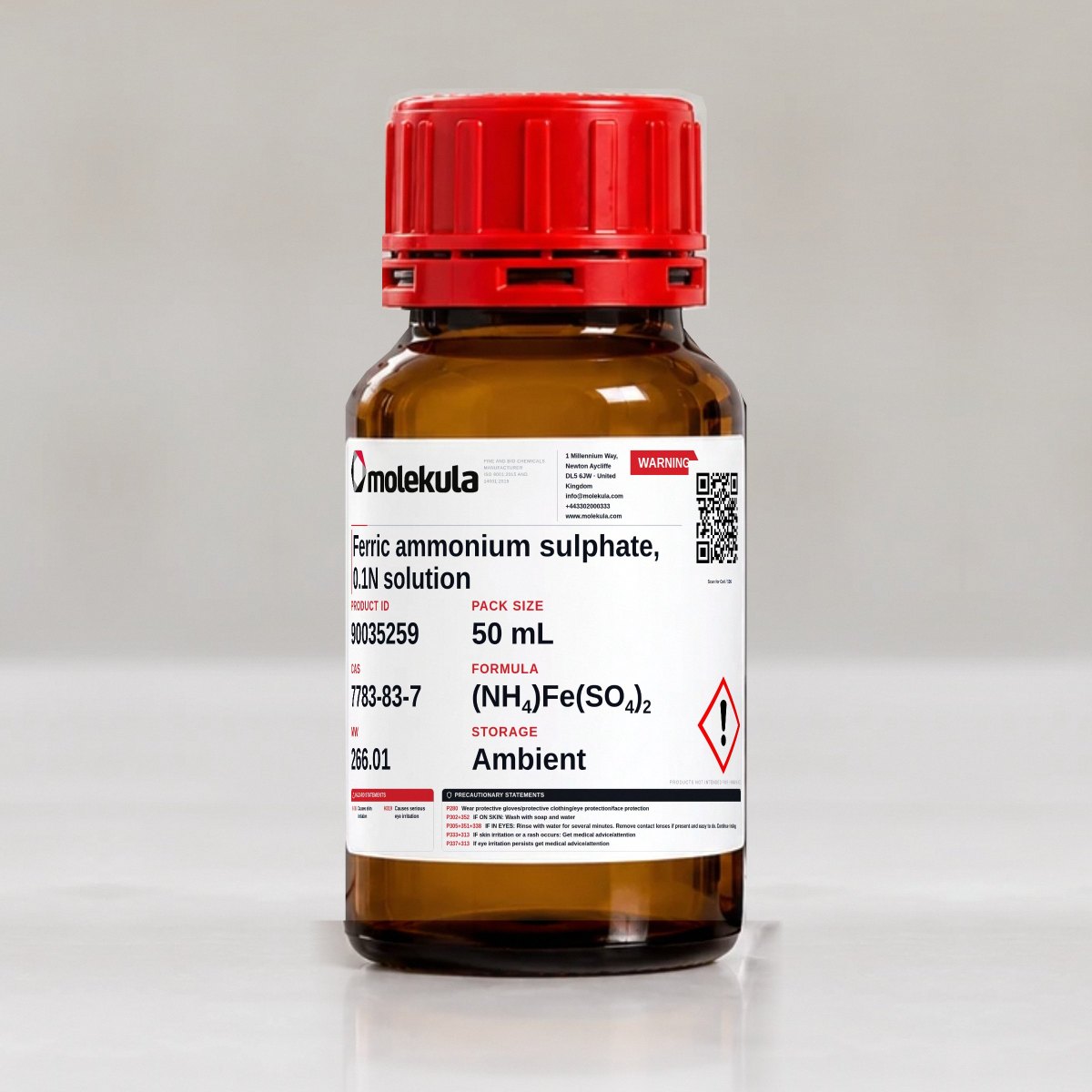 Sulfate ferrique d'ammonium, solution 0,1 N, conditionnement 50 mL