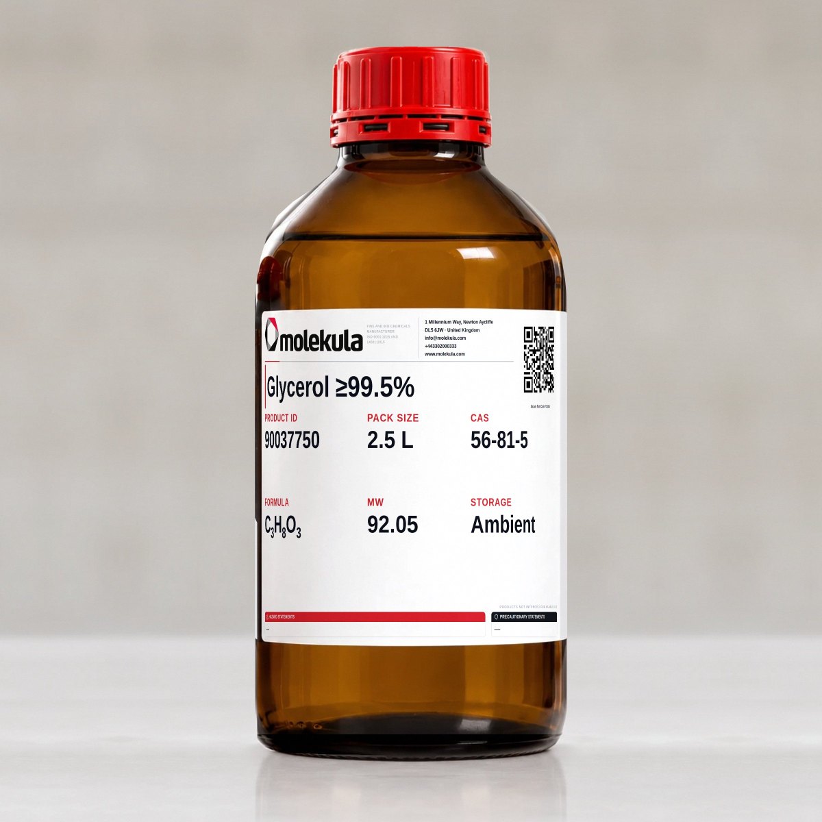 Glycerol ≥99.5%, 2.5 L pack