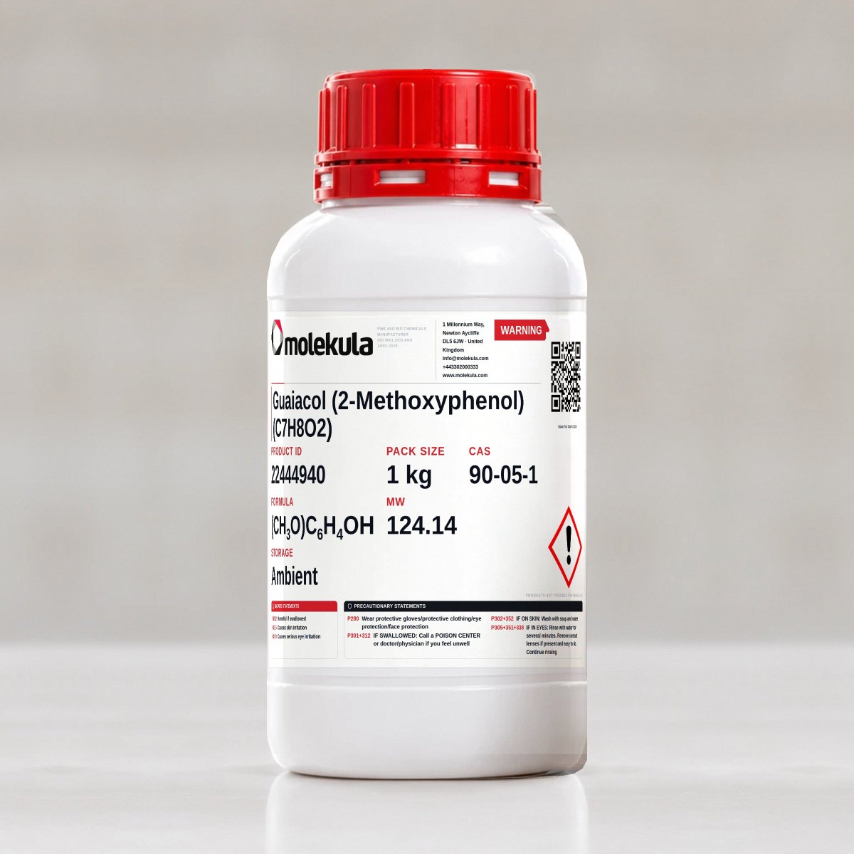 Guaiacol (2-Methoxyphenol)(C7H8O2), 1 kg pack