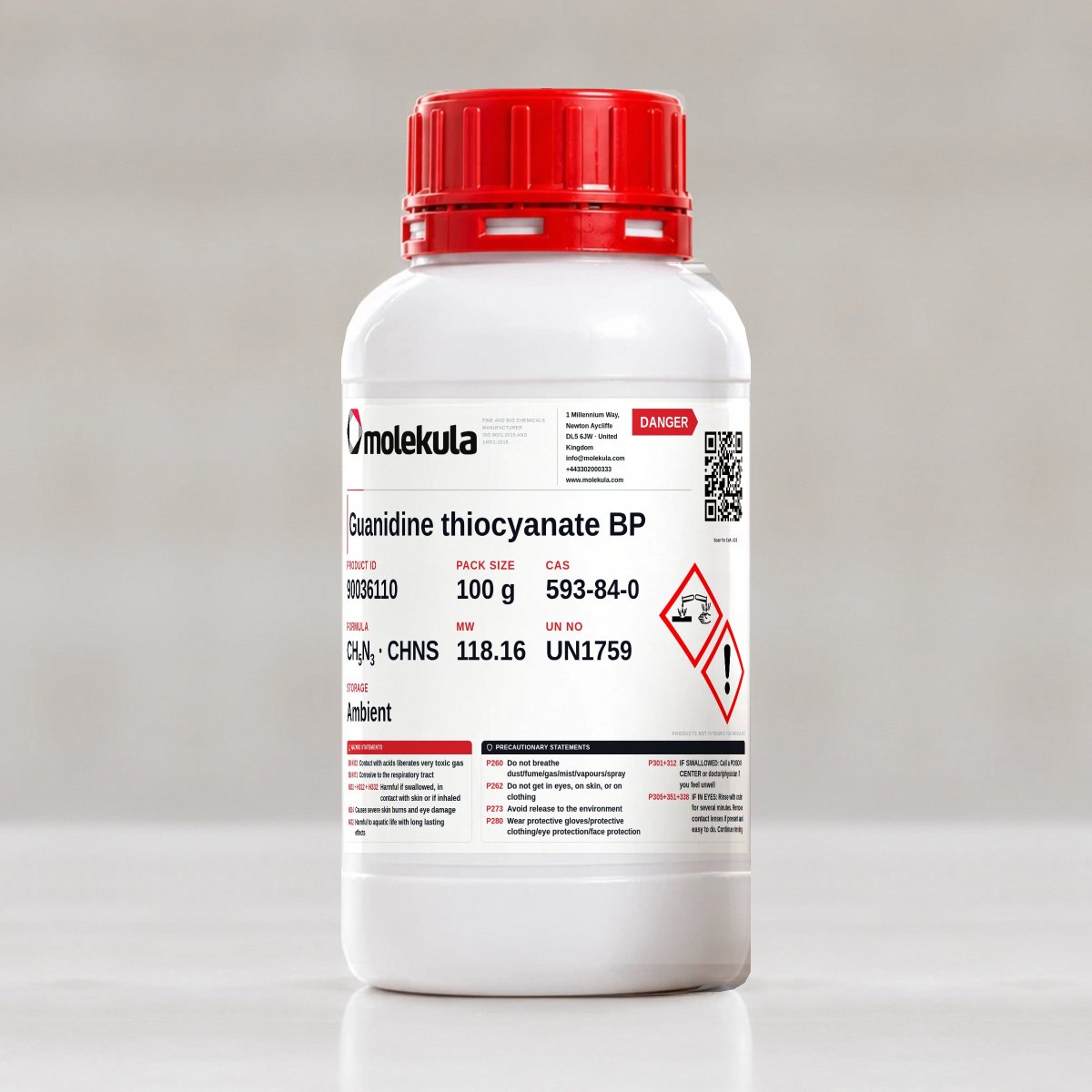 Guanidine thiocyanate BP, 100 g pack