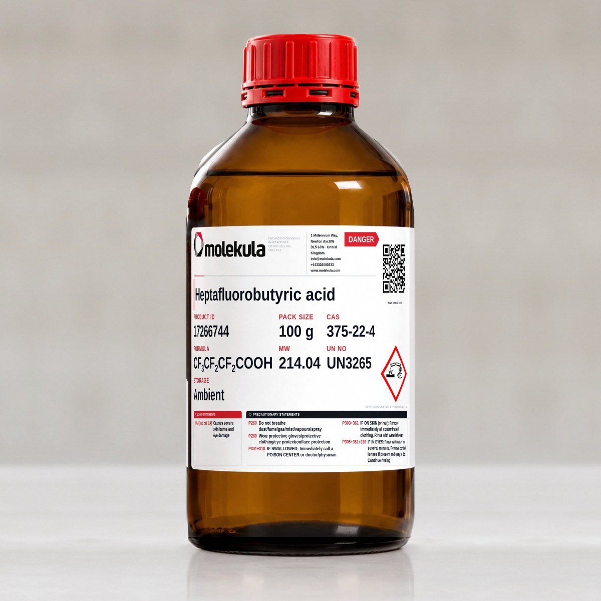 Heptafluorobutyric acid, 100 g pack