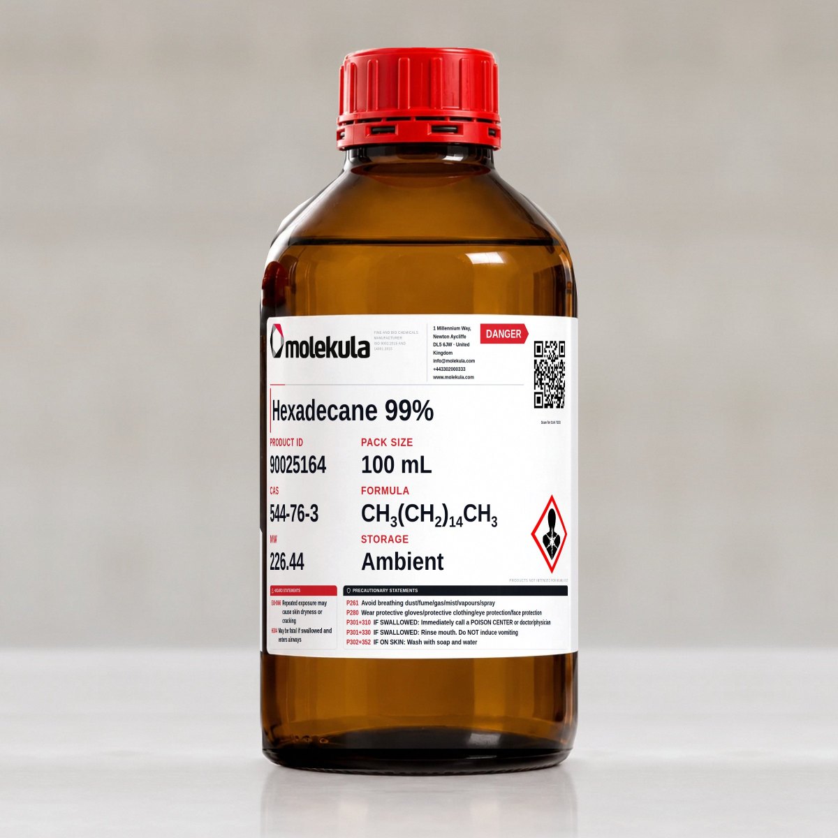 Hexadecane 99%, 100 mL pack