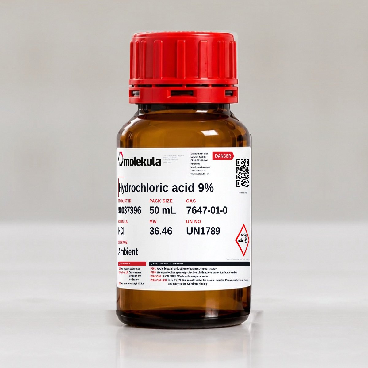 Hydrochloric acid 9%, 50 mL pack
