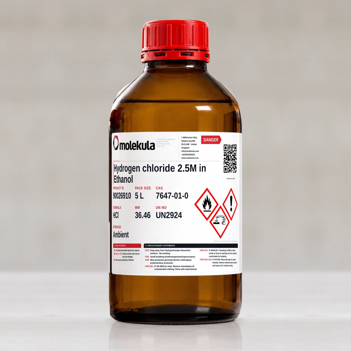 Hydrogen chloride 2.5M in Ethanol, 5 L pack