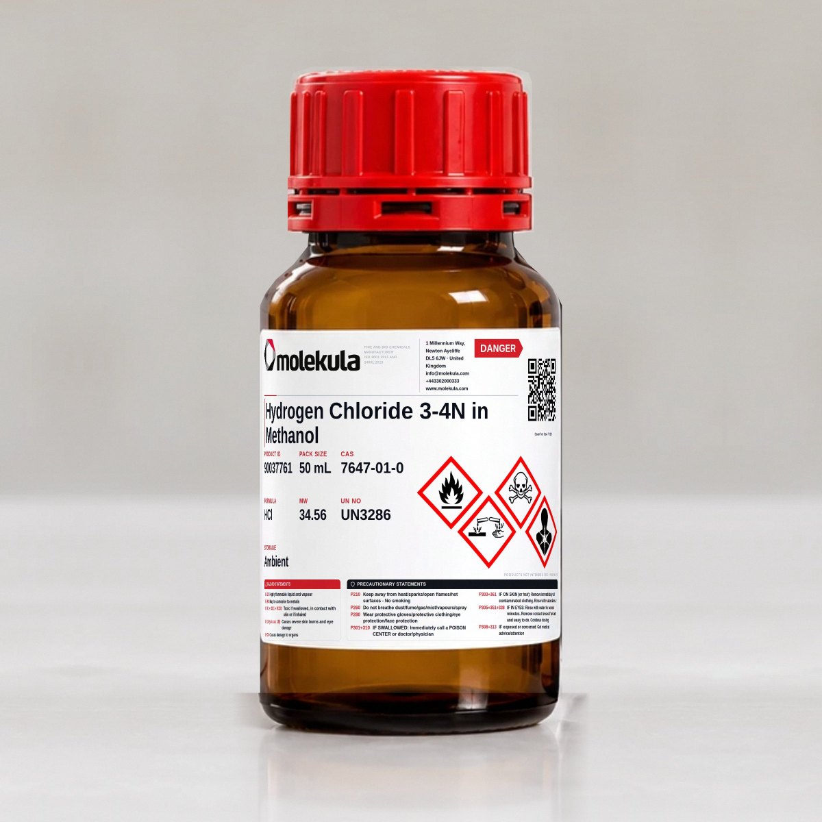 Hydrogen Chloride 3-4N in Methanol, 50 mL pack