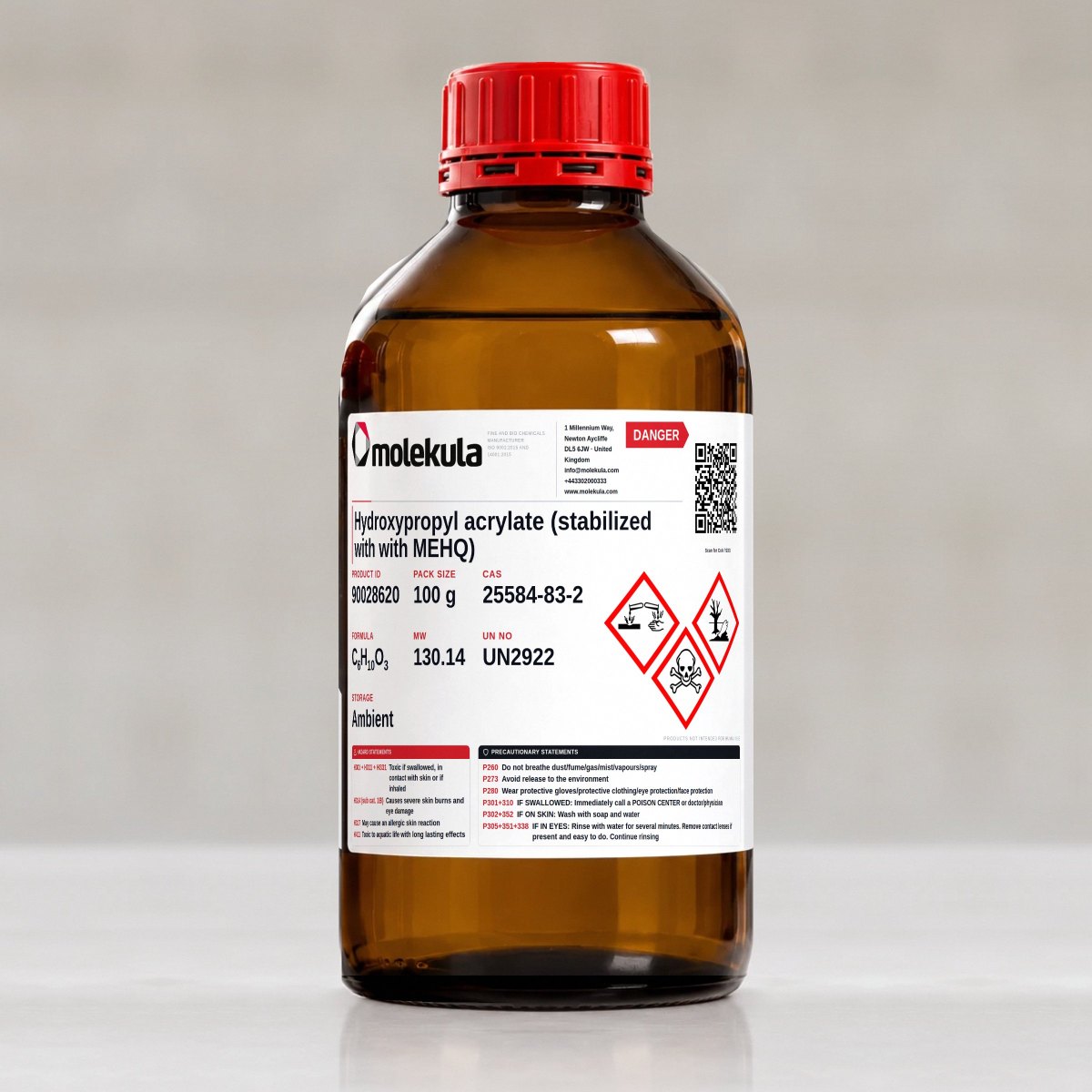 Hydroxypropyl acrylate (stabilized with with MEHQ), 100 g pack