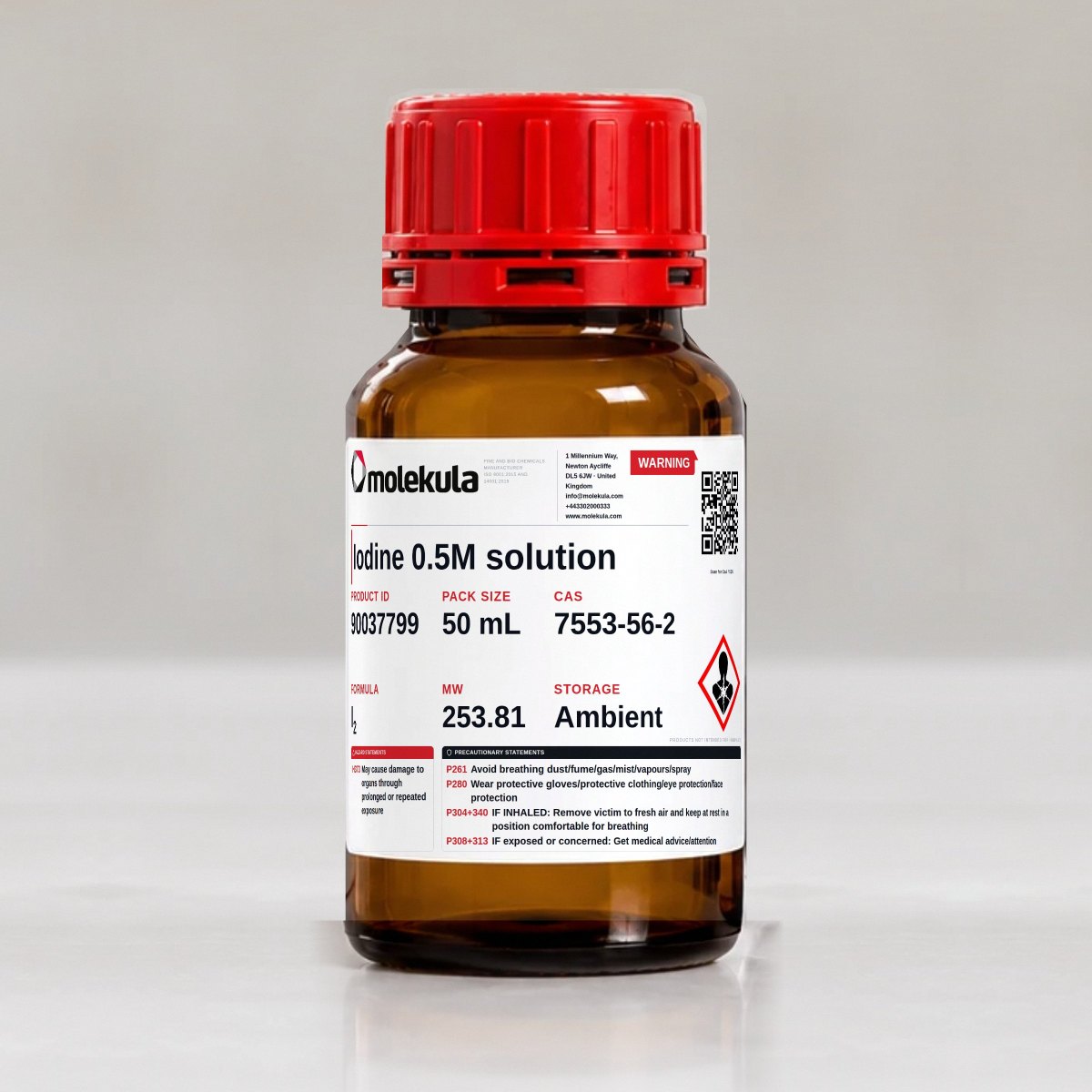 Iodine 0.5M solution, 50 mL pack