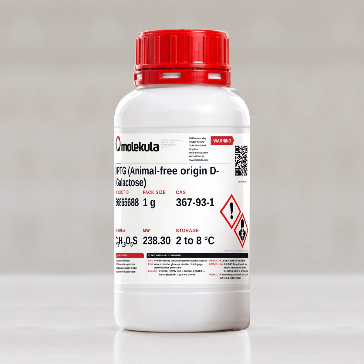 IPTG (D-Galactosa de origen animal-free), envase de 1 g