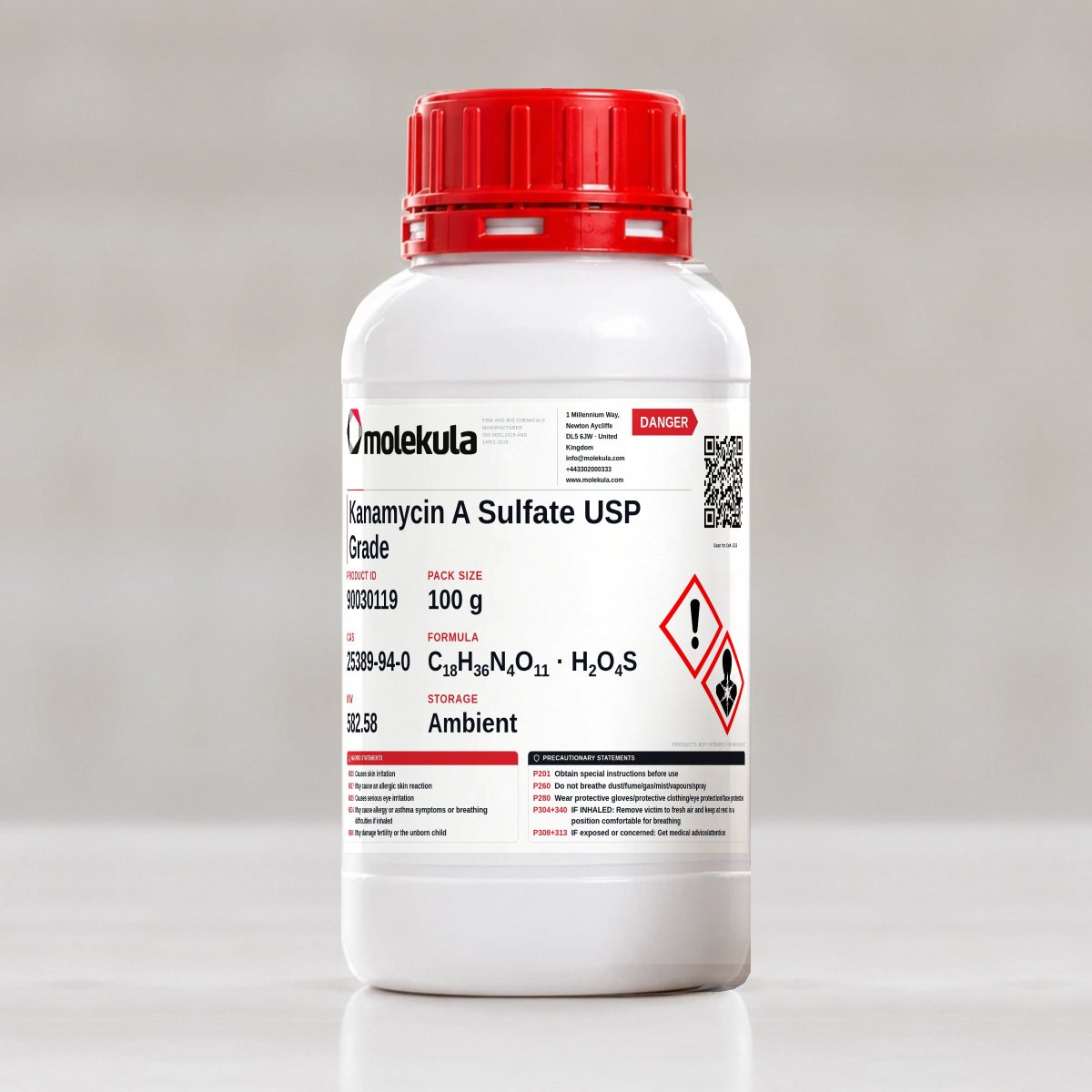 Kanamycin A Sulfate USP Grade, 100 g pack